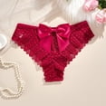 thumbnail image 2 of Womens Red Lace Thong Panties with Satin Bow - Sexy Low Rise Underwear, Comfortable & Stretchy for Date Night & Everyday Wear,Size L, 2 of 6