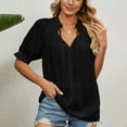 thumbnail image 7 of IROINNID Women's V-Neck Versatile Comfy Solid Color Chiffon Lace Short Sleeve Top Under 10$, 7 of 7