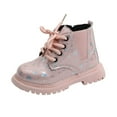 thumbnail image 3 of Sngxgn Kids Girls Ankle Boots Lace Up Boots with Side Zipper (Toddler/Little Kid)(Pink,11.5), 3 of 7