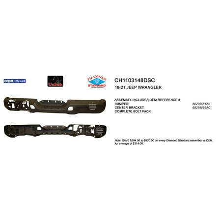 REAR STEP BUMPER ASSEMBLY; BLACK; WITHOUT PARK ASSIST SENSOR HOLES;