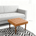 thumbnail image 7 of JERFIT Mid-Century Modern Tufted Leather Ottoman with Solid Wood Legs, Light Tan Footrest Cocktail Table for Living Room, 7 of 7