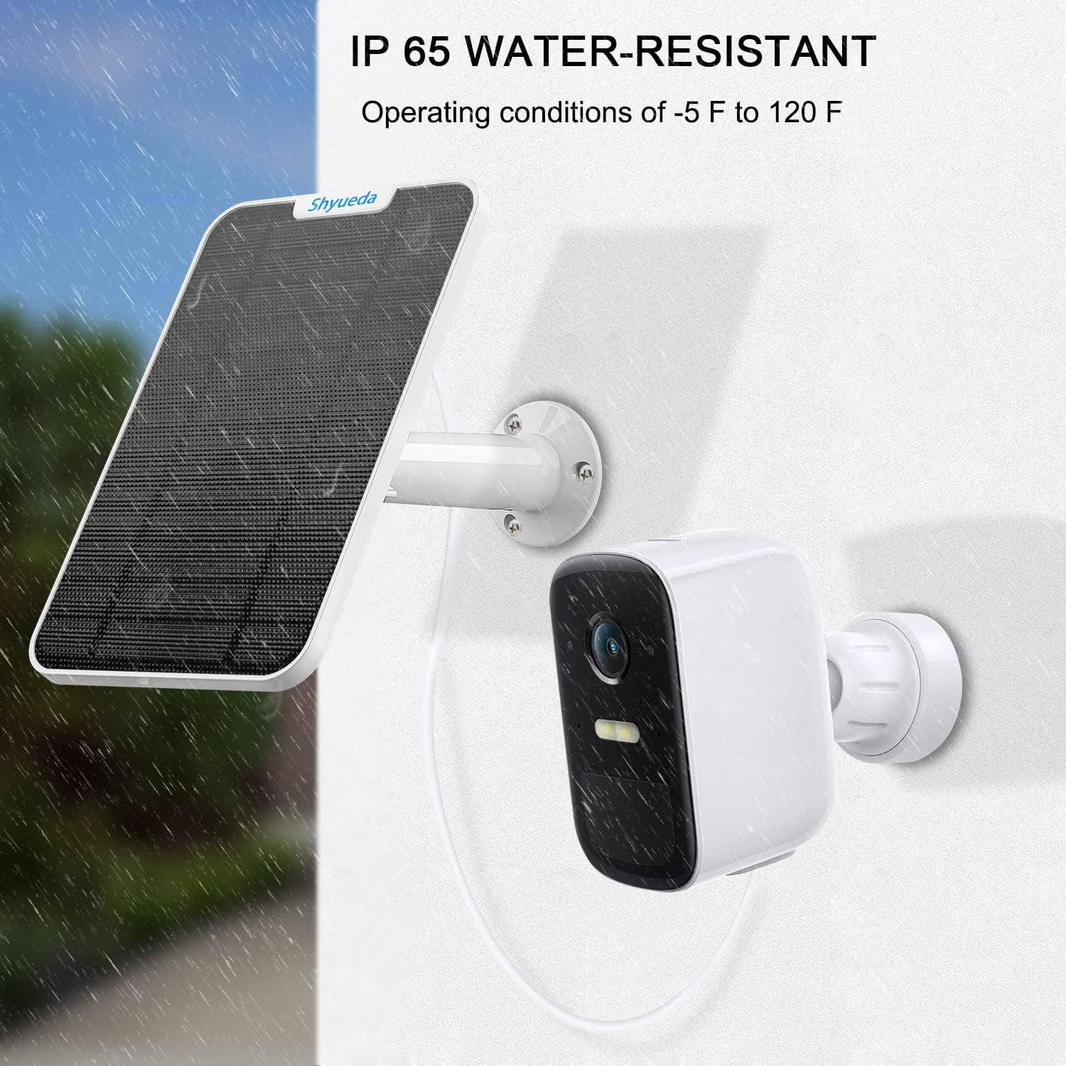 Solar Panel Compatible with Eufycam 3/3C/2C/2C Pro/2/2 Pro/E20/E40/E/S40/S220/L40/L20, with 13.1ft Waterproof Charging Cable, IP65 Weatherproof,Includes Micro USB to Type-c Adapter