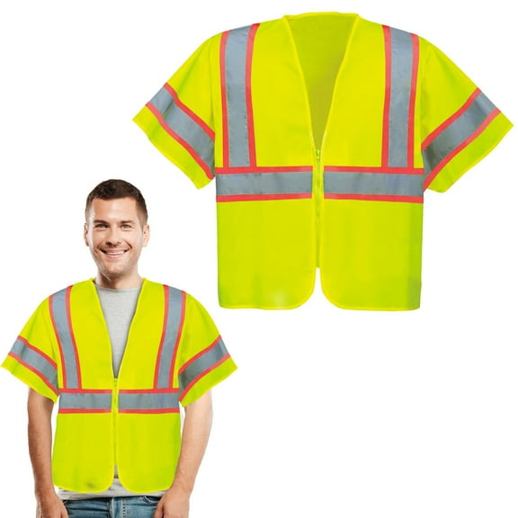 Safety Vests High Visibility Reflective Yellow Polyester 25 Pack X-Large