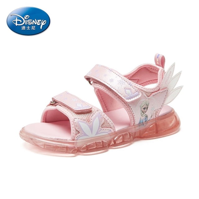 Sandalias de Disney para niñas, zapatos de gelatina para estudiantes de frozen elsa, novedad de verano, zapatos para niñas, zapatos antideslizantes de suela blanda, zapatillas 28-Insole18 CM Gao Jinjia LED