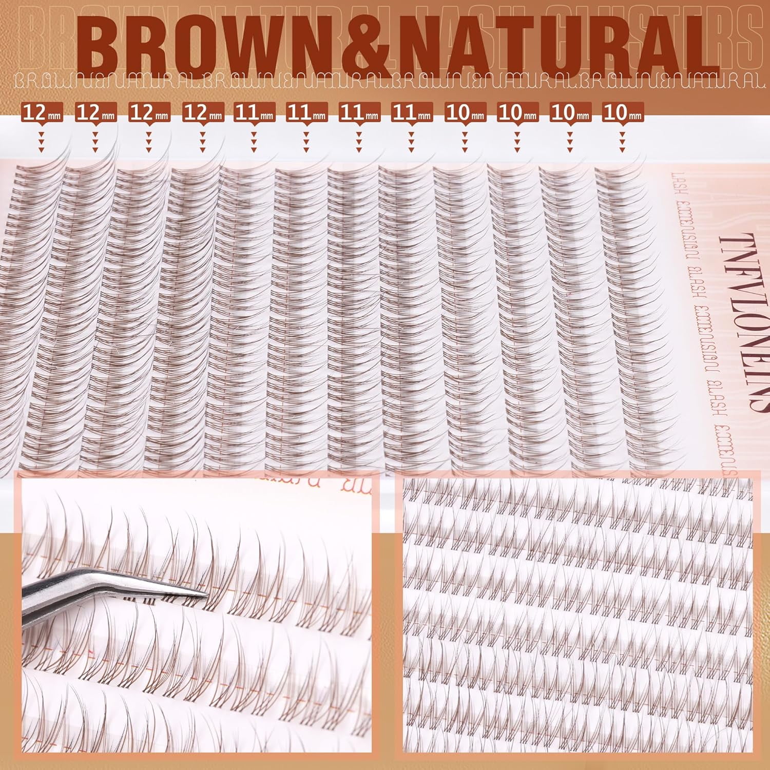 Natural Lash Extension Kit 168Pcs Lash Clusters Kit Wispy Eyelash Extensions 9-12MM Individual Lashes Extensions with Bond and Seal Lash Glue and Eyelash Extension Tweezers DIY at Home