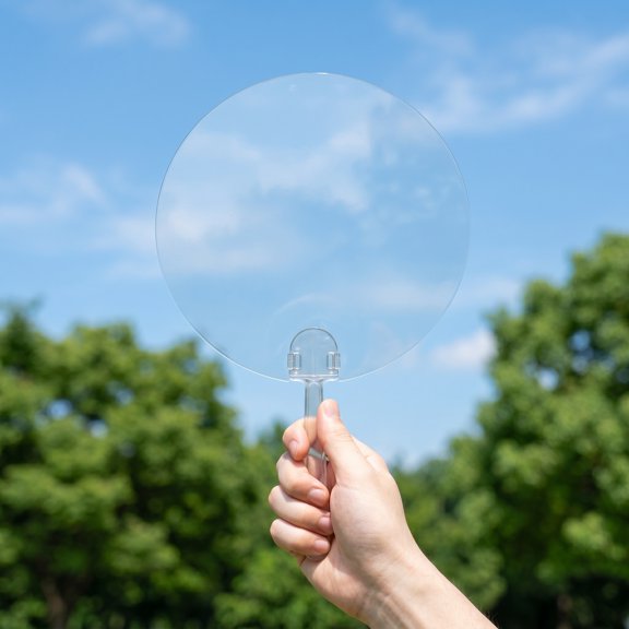 ETEREAUTY 10Pcs Clear Round Hand Fans Blank for DIY Painting and Dance Performance Props