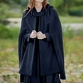 thumbnail image 5 of Lovskoo Women Trench Coat Cape Open Front Cardigan Jacket Shawl Cape Cloak Longline Robe Jacket Outwear Dark Blue, 5 of 9