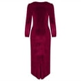 thumbnail image 5 of safuny Women's Maxi Bodycon Dress Party Solid Autumn Dress V Neck Retro Elegant Leisure Relaxed Holiday Long Sleeve Fashion Spring Wine S, 5 of 8