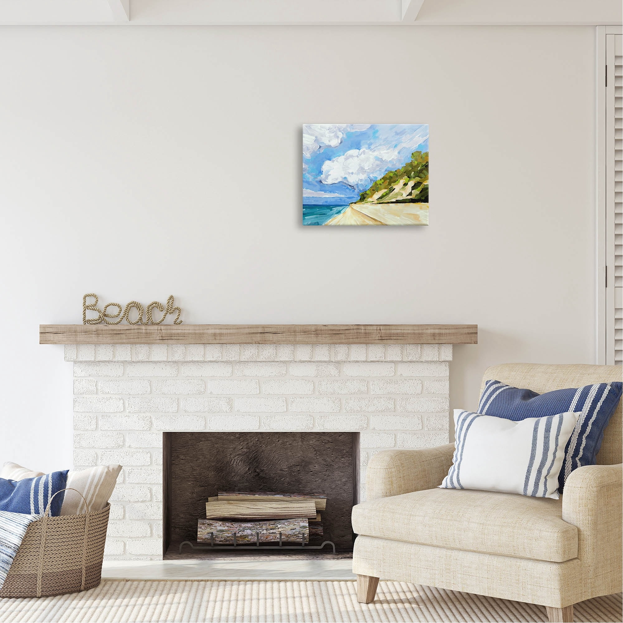 Stupell Industries Cloudy Coastal Cliffs Painting Coastal Painting Gallery Wrapped Canvas Print Wall Art