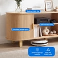 thumbnail image 3 of Dextrus 70 Inch Mid Century Modern TV Stand with Fluted Rolling Doors and Adjustable Shelves, Fits Up to 75 Inch TV for Living Room, Beige, 3 of 10