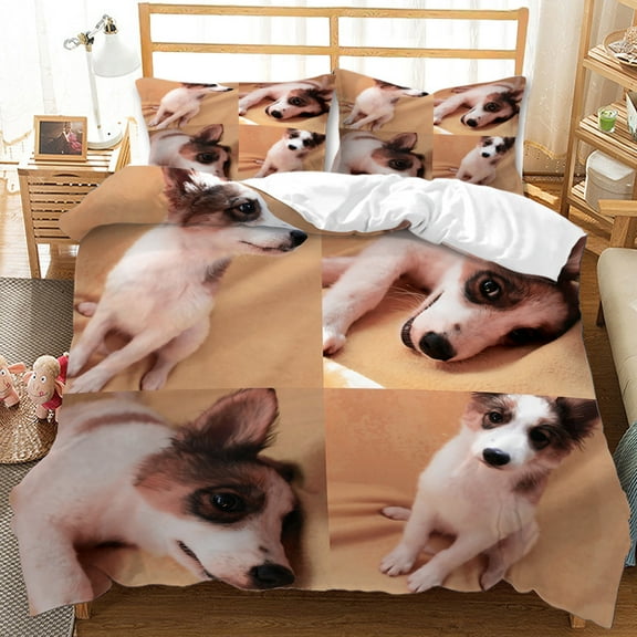 3D Duvet Cover Sets Dog Home Bedclothes with Pillowcase Soft Quilt Cover Boys Bed Sets,King(90"x104")