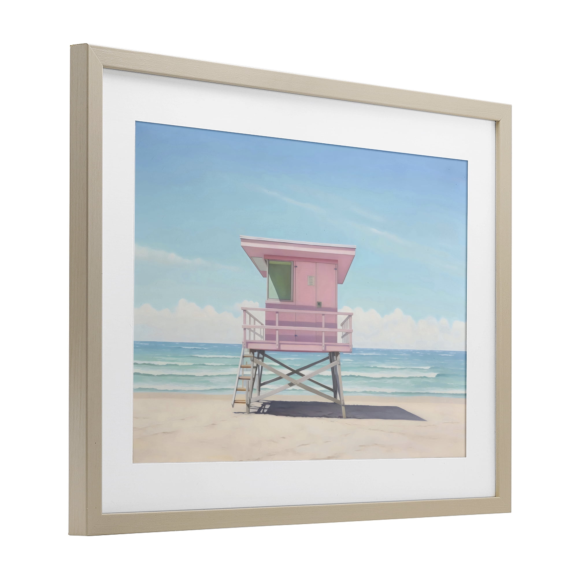 Stupell Industries Miami Beach Lifeguard Station Birch Framed Print Under Glass, design by Creative Studio