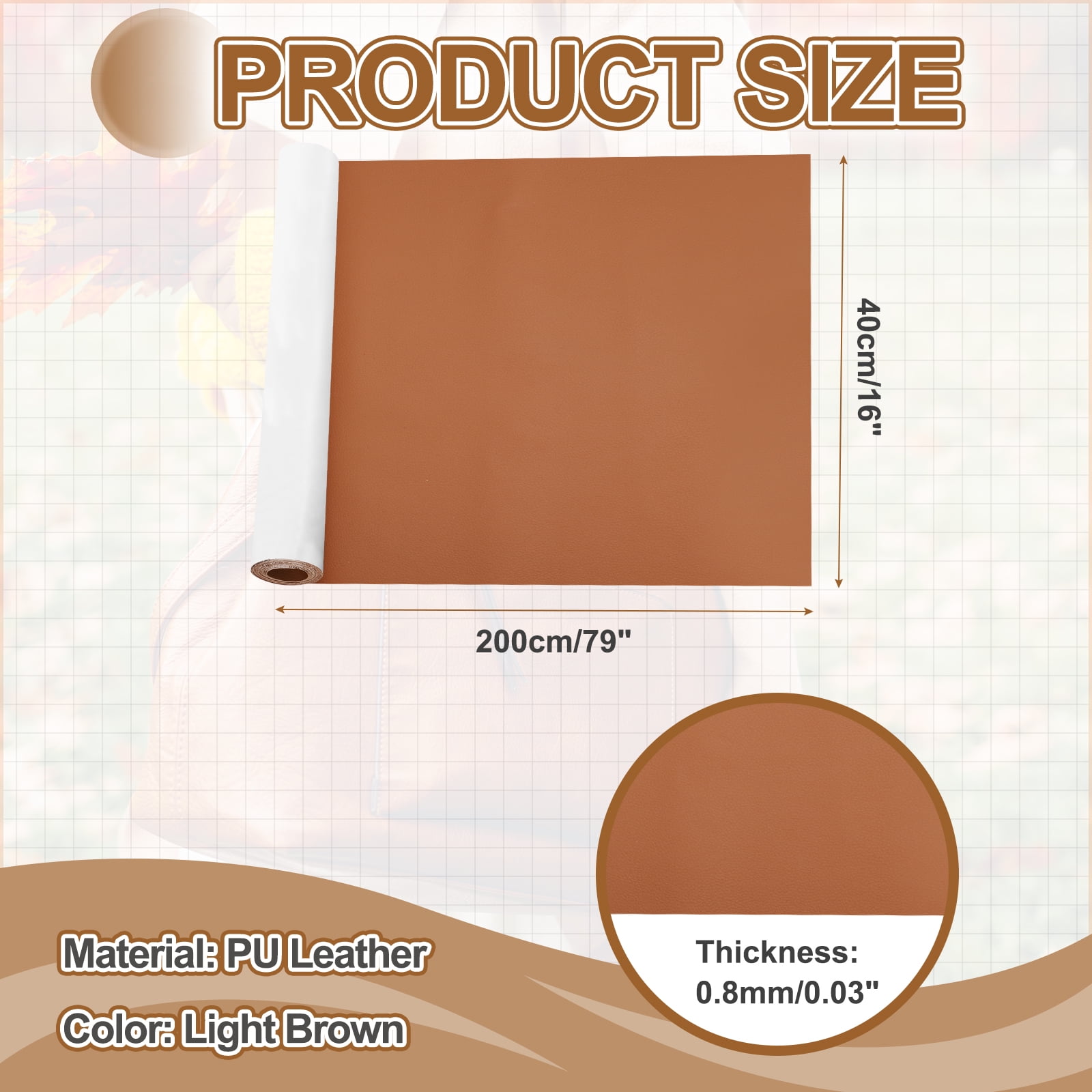 Uxcell Leather Repair Patch 16"x79" Self-Adhesive Leather Vinyl Repair Tape Kit for Furniture Couches Sofa Chair Car Boat Seats Jackets, Light Brown