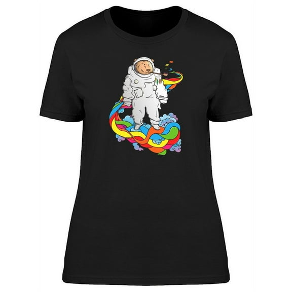 Rainbow Astronaut Bear Cartoon T-Shirt Women -Image by Shutterstock, Female XX-Large