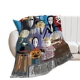 thumbnail image 2 of Manta de franela cálida y acogedora de la familia Addams para sala de estar, dormitorio, cama, sofá, camping, viajes, mantas de vellón para todas las estaciones, regalos para niños, niñas, niños y, 2 of 8