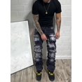 thumbnail image 3 of Reppunk Men's Vintage Gradient Black Multi-Pocket Cargo Stacked Flare Jeans, Two-Tone Washed Utility Slim Bootcut Denim Pants, Streetwear Business Casual Daily Commute Trousers, 3 of 7