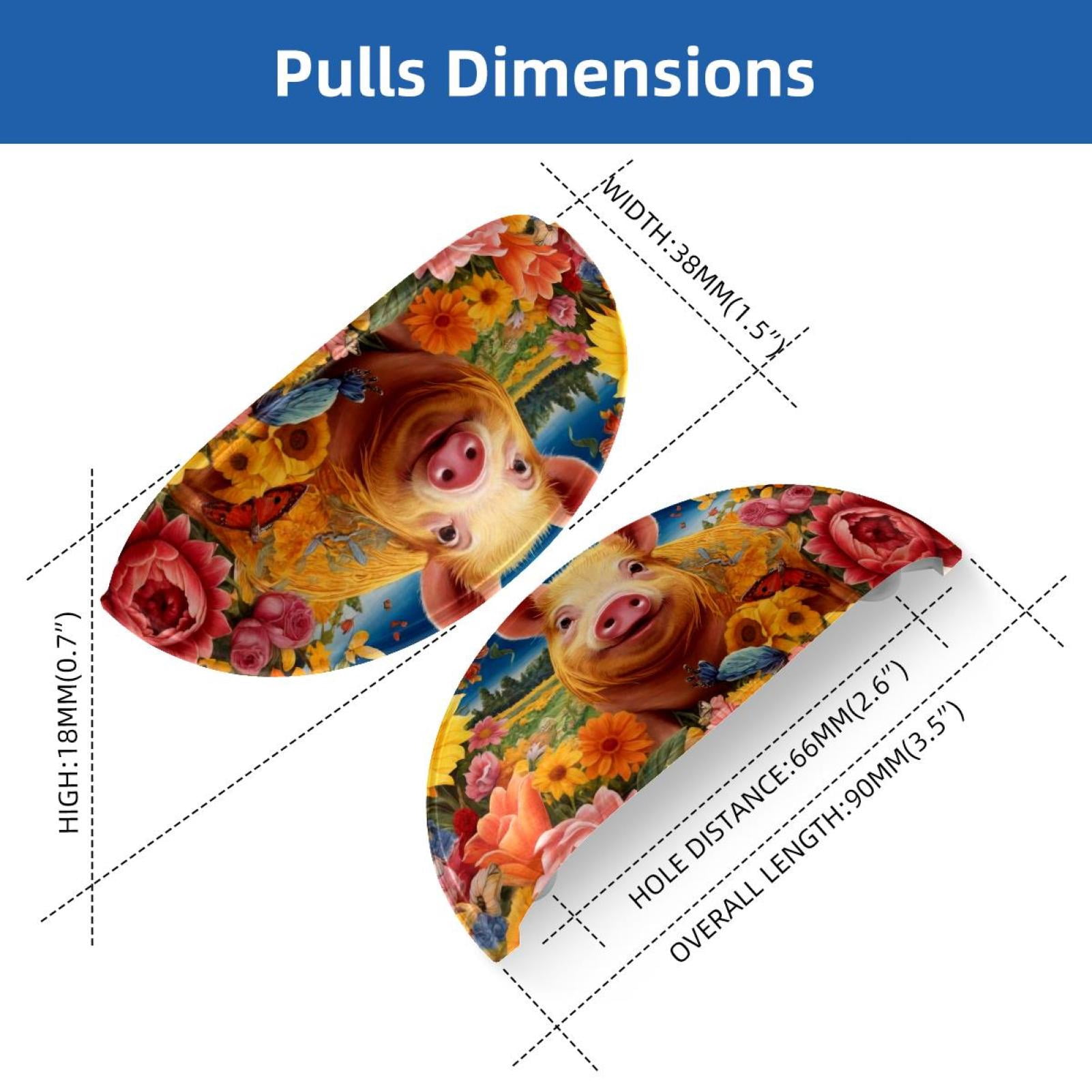 PhooArto 6 Pcs Cup Drawer Pulls, Spring Flowers Pig Butterflies Shell Shape Handles Cabinet Knobs for Dresser Cupboard Closet Wardrobe with Screws