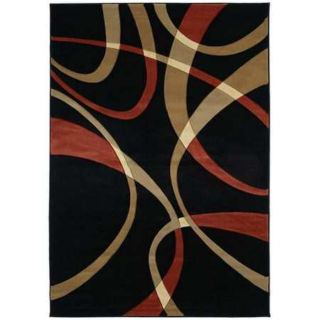 - United Weavers Contours Area Rugs - 510-21329 Solid & Striped Terracotta Swirls Wavy Lines Stripes Rug