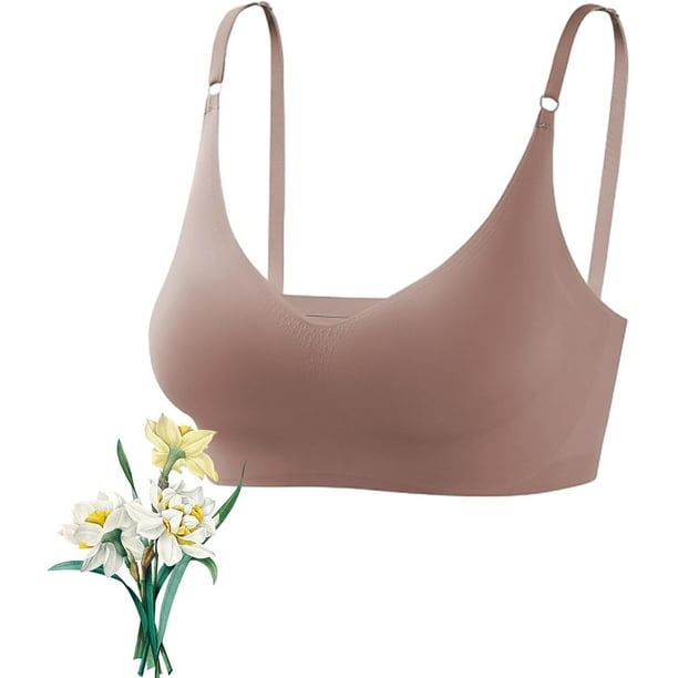 Youka Lingerie Sujetador sin aros, sujetador sin aros con tirantes ajustables, sujetador con realce, sujetador en relieve