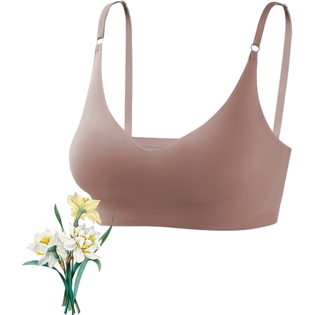 Youka Lingerie Sujetador sin aros, sujetador sin aros con tirantes ajustables, sujetador con realce, sujetador en relieve
