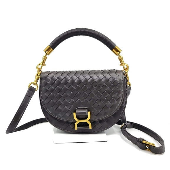 Women’s Vegan Leather Woven Flap Top Handle Crossbody Shoulder Bag