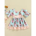 thumbnail image 2 of aturustex Toddler Girl Easter Dress 9M 12M 18M 24M 3T 4T Bunny Print Dress Short Puff Sleeve Dress Summer Doll Collar Dress for Little Girls, 2 of 9