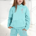 thumbnail image 2 of Toddler Girls Outfits Sets Hoodie Pants Kids Casual Letter Print Sweatshirt Joggers Comfy Two Piece Winter Fall Girls Clothing Sets Mint Green Size 4-5T, 2 of 4