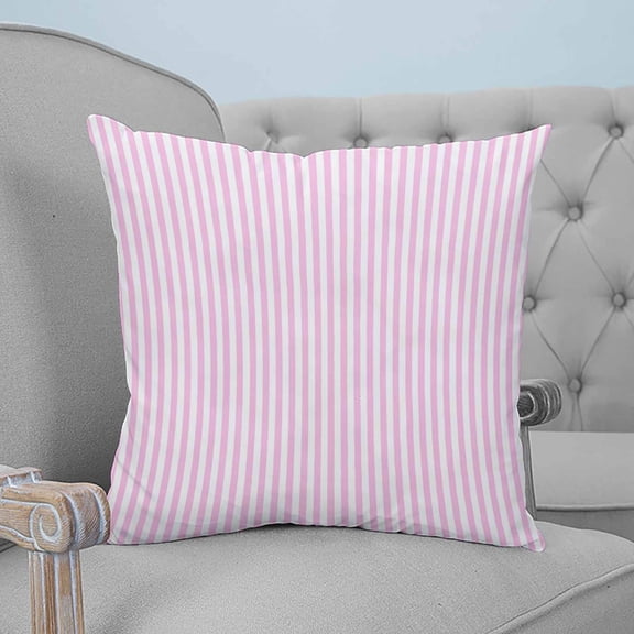 Pink White Stripe Throw Pillow Covers, Soft Pillowcases with Invisible Zipper, Modern Minimalist Geometric Striped Decorative Square Pillow Cushion Covers for Living Room Couch Sofa Bed 20x20 Inches