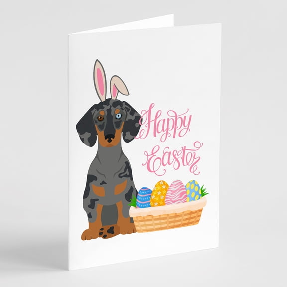 Black Dapple Dachshund Easter Greeting Cards and Envelopes Pack of 8 7 in x 5 in