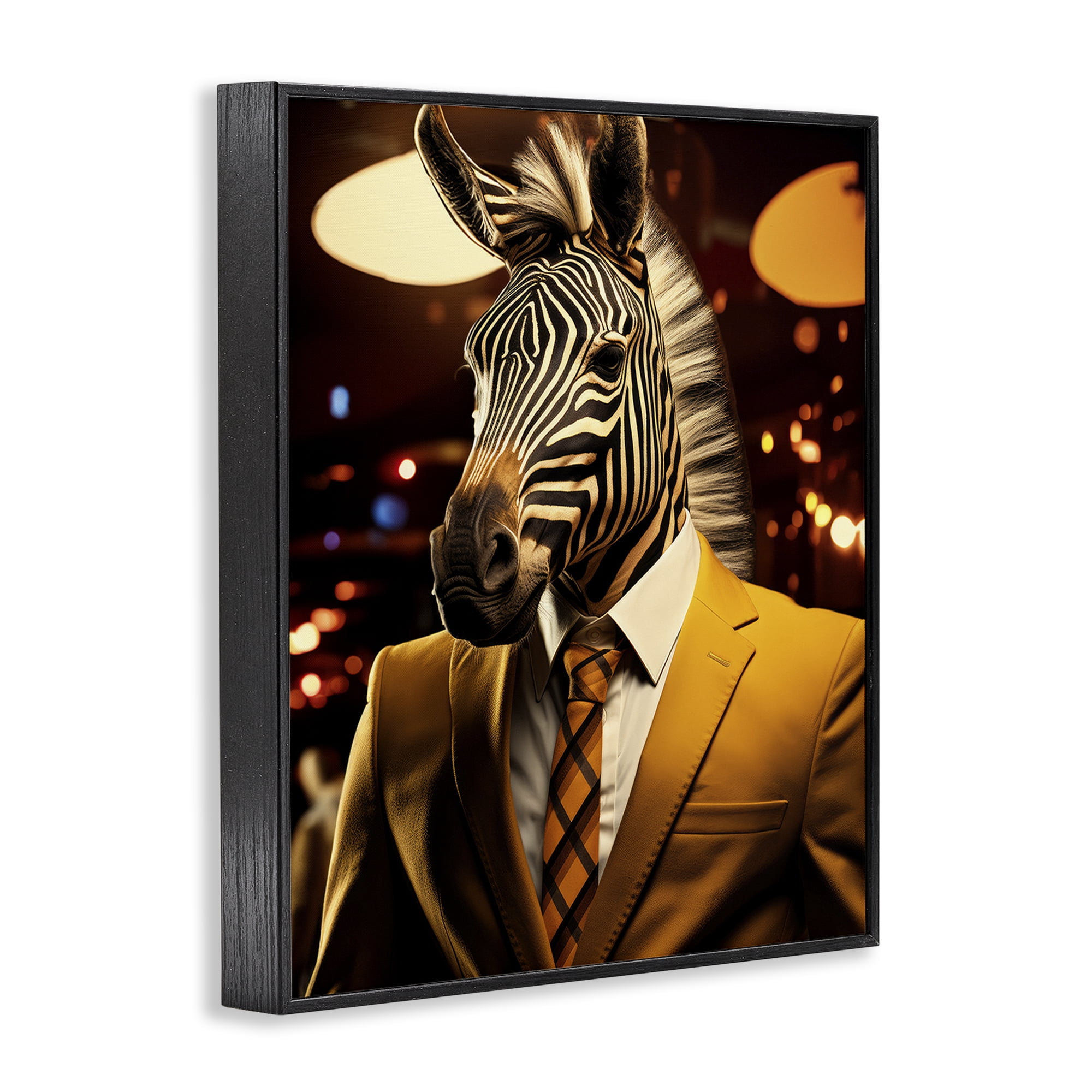 Stupell Industries Trendy Debonair Zebra Black Framed Giclee Art, design by Ray Powers
