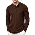 thumbnail image 3 of Men's Henley Shirts Long Raglan Sleeve Slim Fit Button T-Shirts Casual Pullover Tops with Pocket Coffee S, 3 of 9