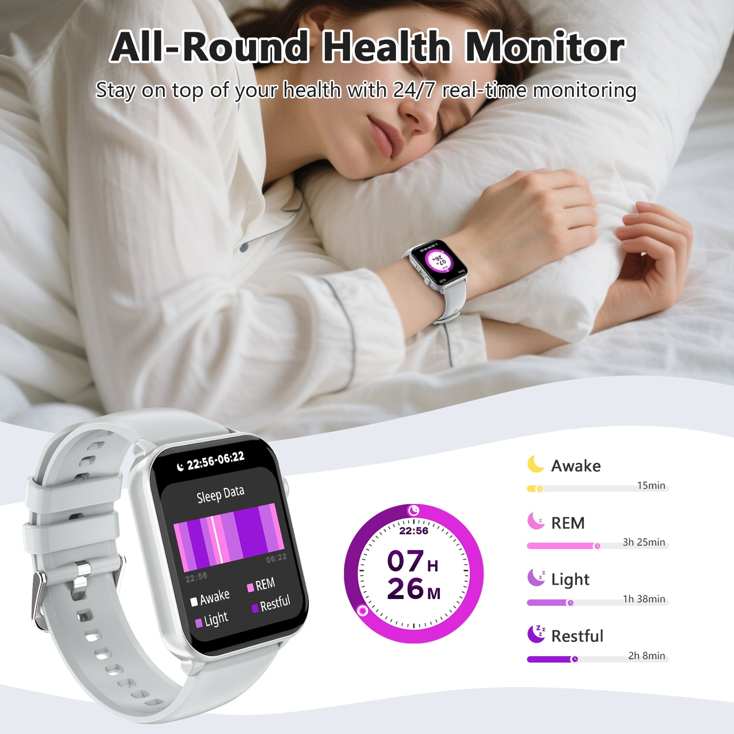 IOWODO Smart Watch for Women Men, 1.91'' Fitness Tracker with Bluetooth Calling, AI Voice, 100+ Sports Modes, Digital Watch for Android & Iphone, Blue