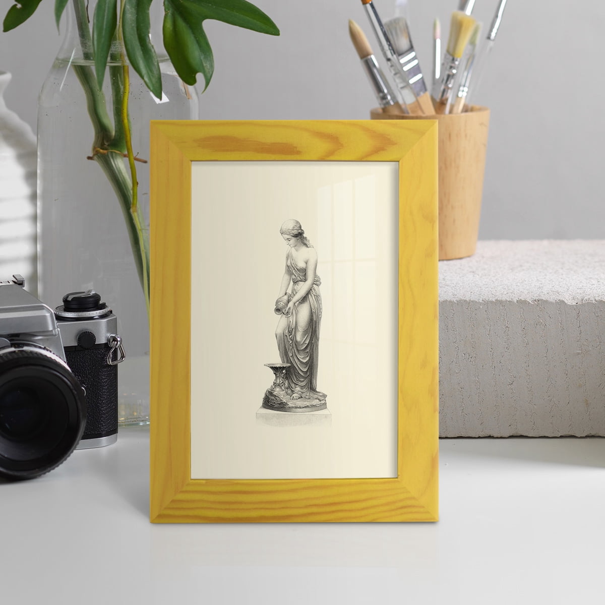 Classical Statuary II -Framed Print w/glass-Sunflower Yellow