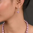 thumbnail image 3 of Ratnavali Jewels Shell Cultured 10mm Purple Lavender Pearl Necklace for Women With Hook Earrings, 3 of 5