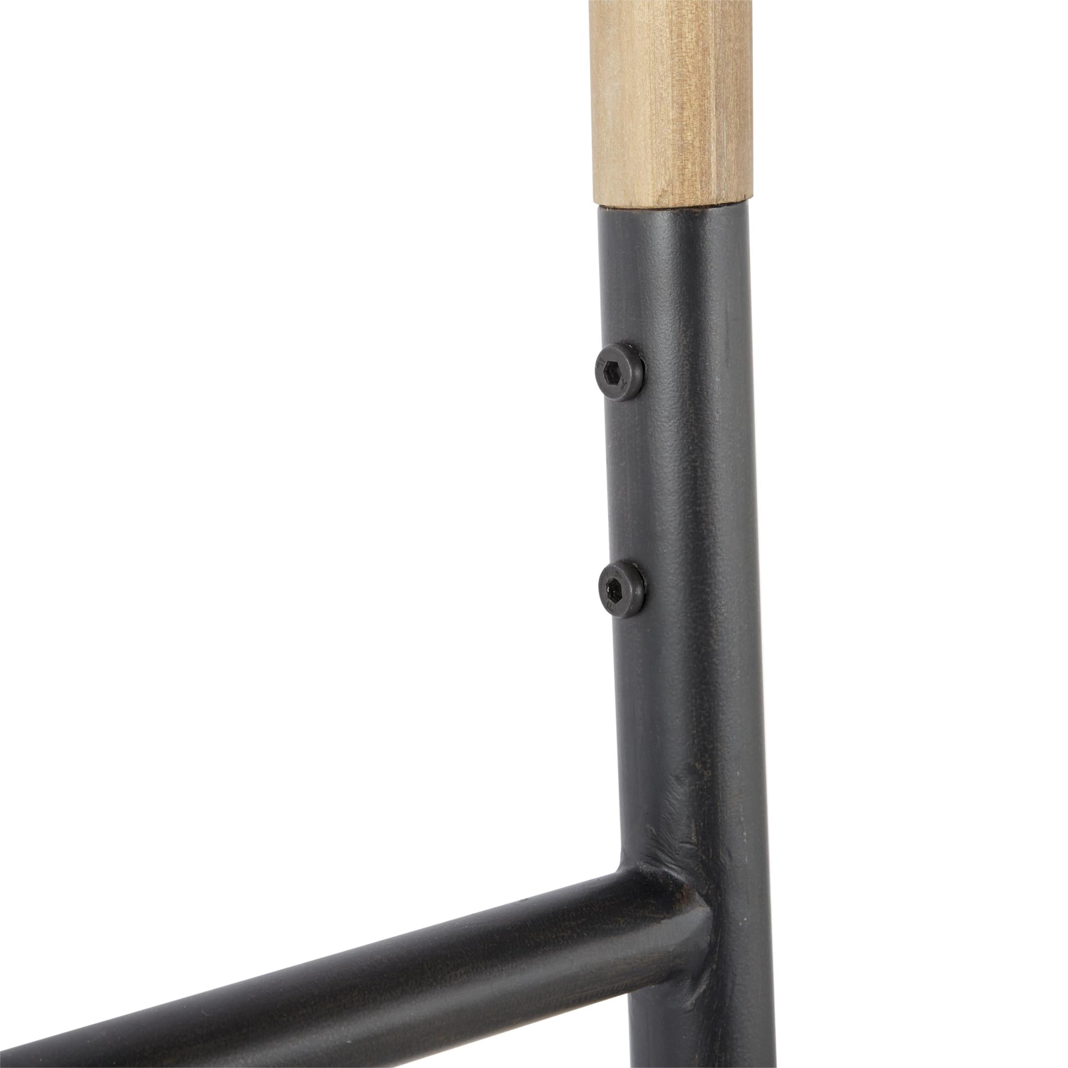 DecMode 71", 62"H Brown Wood Slim Two-Toned 12 Rug Ladder with Black Metal Bases, 2-Pieces