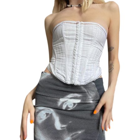 

LSFYSZD Women Waist Corset White Off-the-shoulder Bodycon Tube Tops