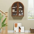 thumbnail image 6 of Wall Bathroom Cabinet with Glass Doors, Wood Medicine Cabinet with Adjustable Shelf, Arched Hanging Cabinet for Bathroom, Livingroom, Kitchen (Walnut), 6 of 9