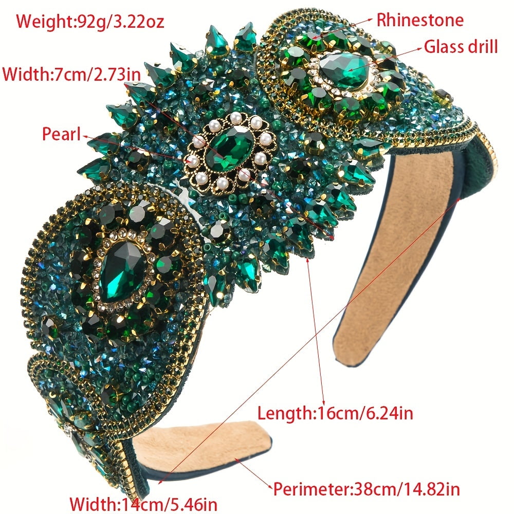 Elegant Vintage-Inspired Rhinestone & Floral Headband - Wide, Glamorous Hair Accessory for Women | Perfect for Parties & Formal Events