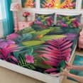 thumbnail image 5 of Manfei Boho Botanical Queen Sheets 4 Pieces,Hawaiian Tropical Leaves Queen Sheet Sets,1 Flat Sheet,1 Fitted Sheet and 2 Pillowcases, 5 of 6