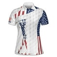 thumbnail image 2 of Custom Name American Lady Golfing USA Flag Women's Polo Shirt S-5XL, 2 of 7