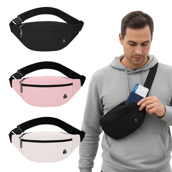 3 Pack Multi-Pockets Fanny Packs for Men Women, Crossbody Bag Waist Bag with Adjustable Straps, Bum Bag for Outdoors Sports Travel Hiking Running
