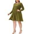 thumbnail image 4 of Agnes Orinda Women's Plus Size Round Neckline Cocktail A Line Glitter Sequin Midi Dress Gold 2X, 4 of 7