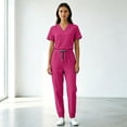 thumbnail image 4 of VV AVEORS Scrubs For Women Set Stretch V-Neck Scrub Tops Jogger Pant Nursing Uniforms Scrubs Sets Breathable Casual Outfits Hot Pink XL, 4 of 6