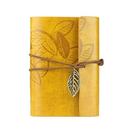- Vintage Dark Green Pu Leather Cover Loose Leaf Blank Notebook Journal Diary Yellow Best Gifts