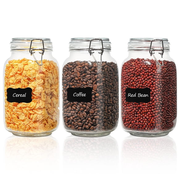 Juego de botes de vidrio ComSaf Airtight de 1.5 L (50 oz), transparentes, x3