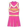 thumbnail image 5 of Sxiwei Women's Cheer Leader Costume Halloween Cheerleading Sleeveless A-line Dress Hot Pink XL, 5 of 7
