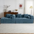 thumbnail image 5 of Dinosisco 101" Reversible Sectional Sofa, L-Shaped Modular Sponge Couch for Living Room, Blue Chenille, 5 of 10