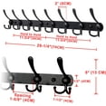 thumbnail image 7 of Dseap Coat Rack Wall Mounted - 8 Tri Hooks,Stainless Steel,Heavy Duty Metal Coat Hook Rail for Hats Clothing Entryway,Matte Black 2 Pack, 7 of 7