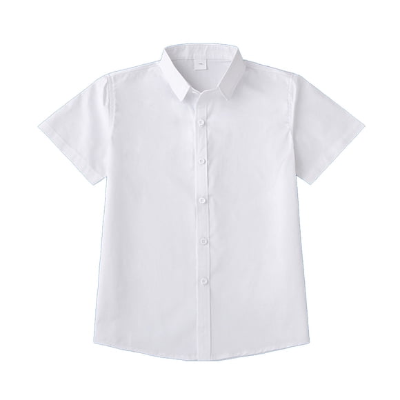 LIJCC Children's Basic Polo School Uniform Shirt with Short Sleeves Pure White Shirt for Boys and Girls