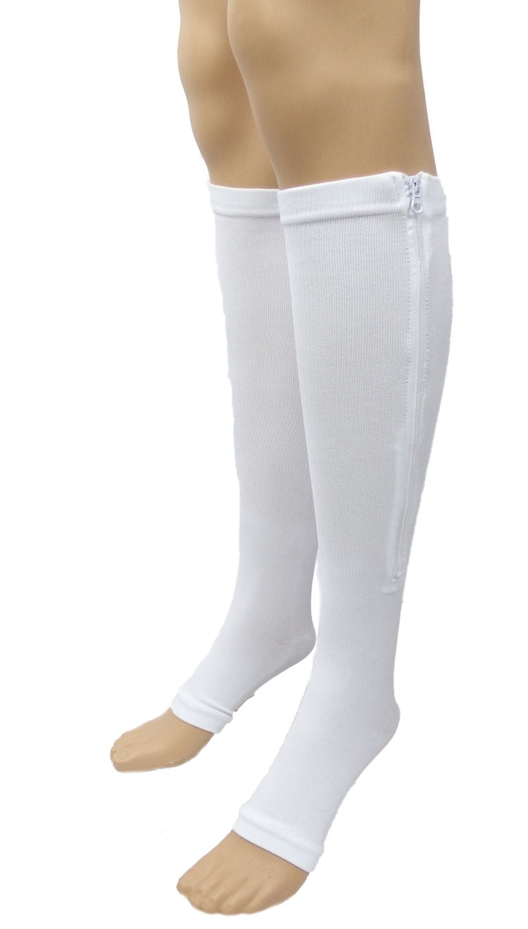 Nylon Zipper Compression Sock Leg Knee Support Open Toe Preventing Varicose Veins Stretch Socks Miaomiaogo